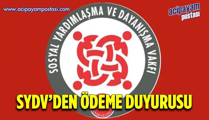 SYDV’den ödeme duyurusu