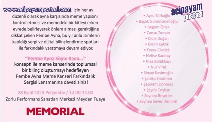 ÜNLÜLER, MEME FARKINDALIĞI İÇİN “PEMBE
                    AYNA SÖYLE BANA” DİYOR